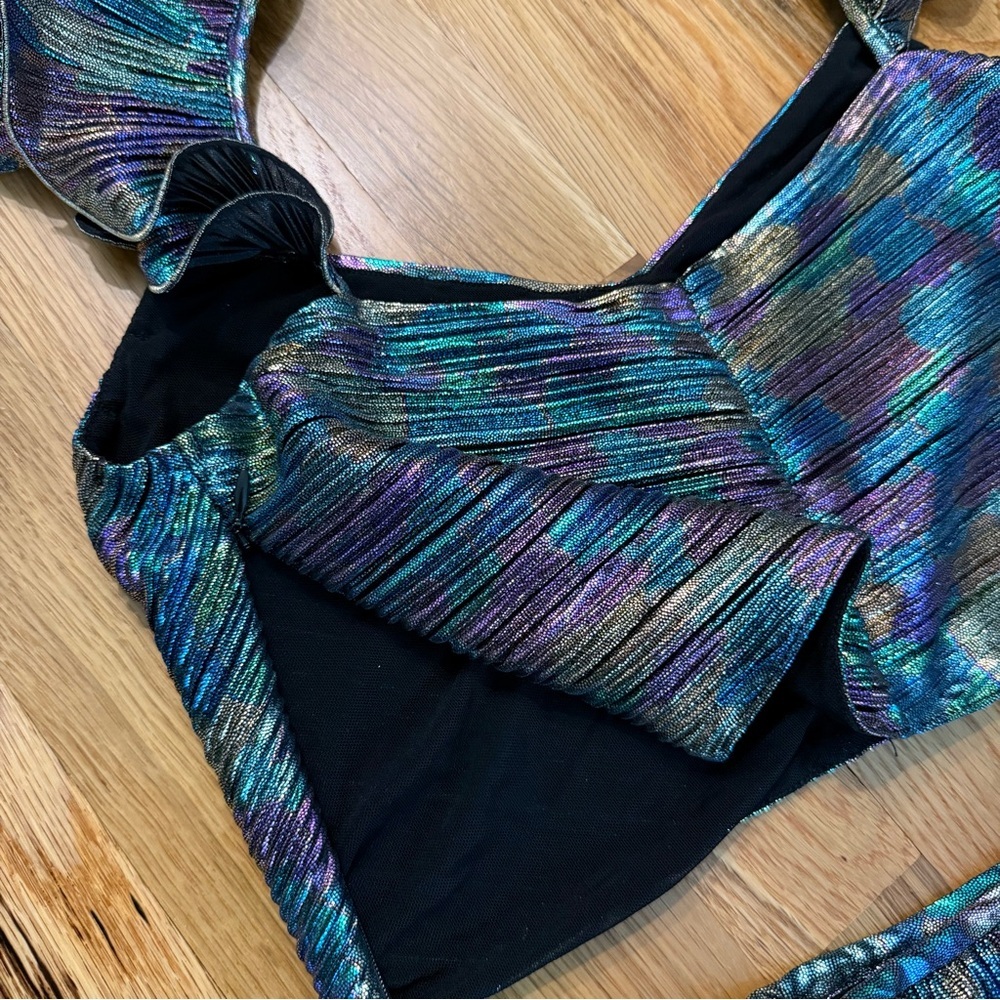 Saylor x Free People Gianna Iridescent Crop Top & Tiered Skirt Two Piece Set S - Picture 6 of 10